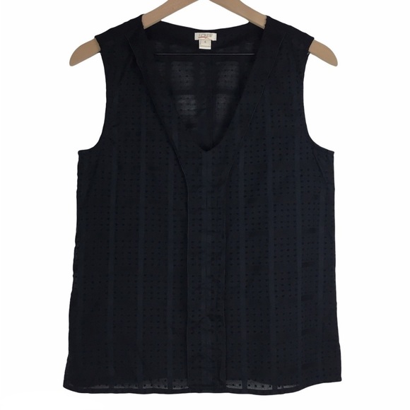 J CREW 100% Cotton Shell Top Sleeveless Swiss Dot V Neck Lightweight Size 4 - Picture 8 of 8